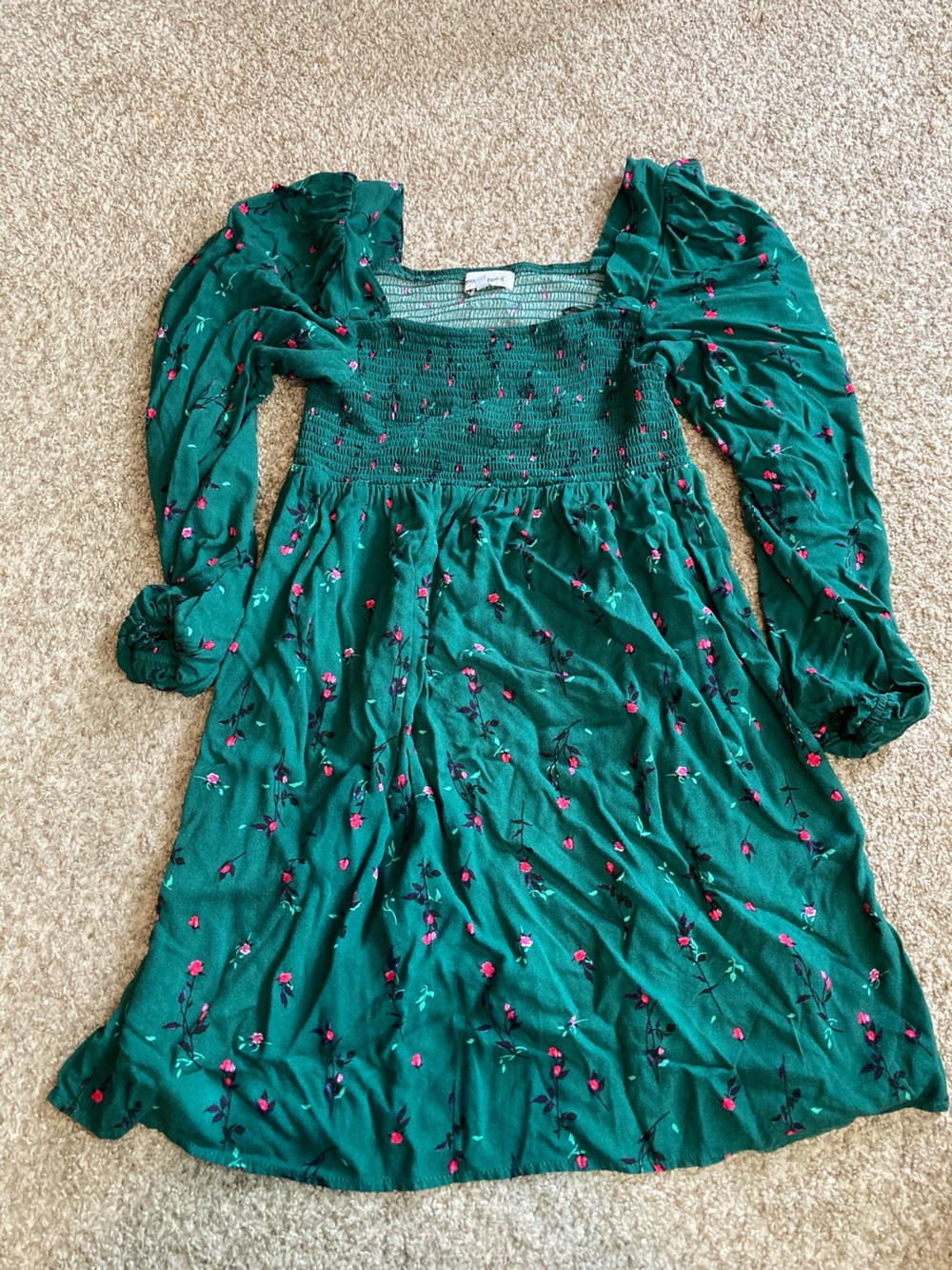 Motherhood maternity long sleeve smocked top dress